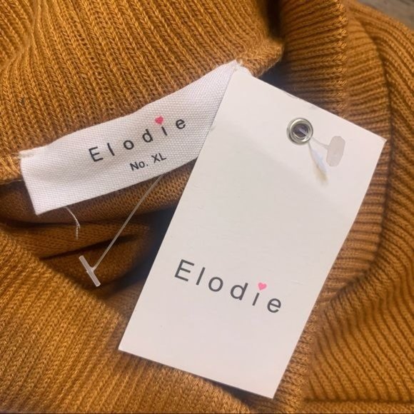 NWT Elodie Clay Mock Neck Long Balloon Sleeve Ribbed Knit Top XL - Picture 9 of 11